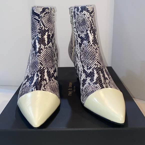 Rag Bone Beha Pointy Stiletto Ankle Boot, Black White